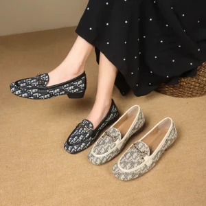 Soft Pu Leather Women’s Low Heel Shoes Shallow
