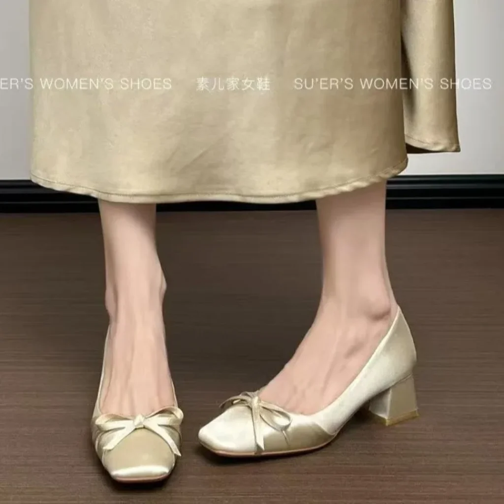 Square Toe Single Shoes Women’s Block Heel 2026