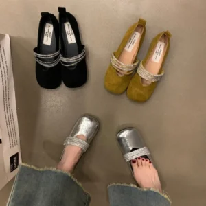 Summer French Square-Toe Flat Slip-On Women’s Shoes, Stylish