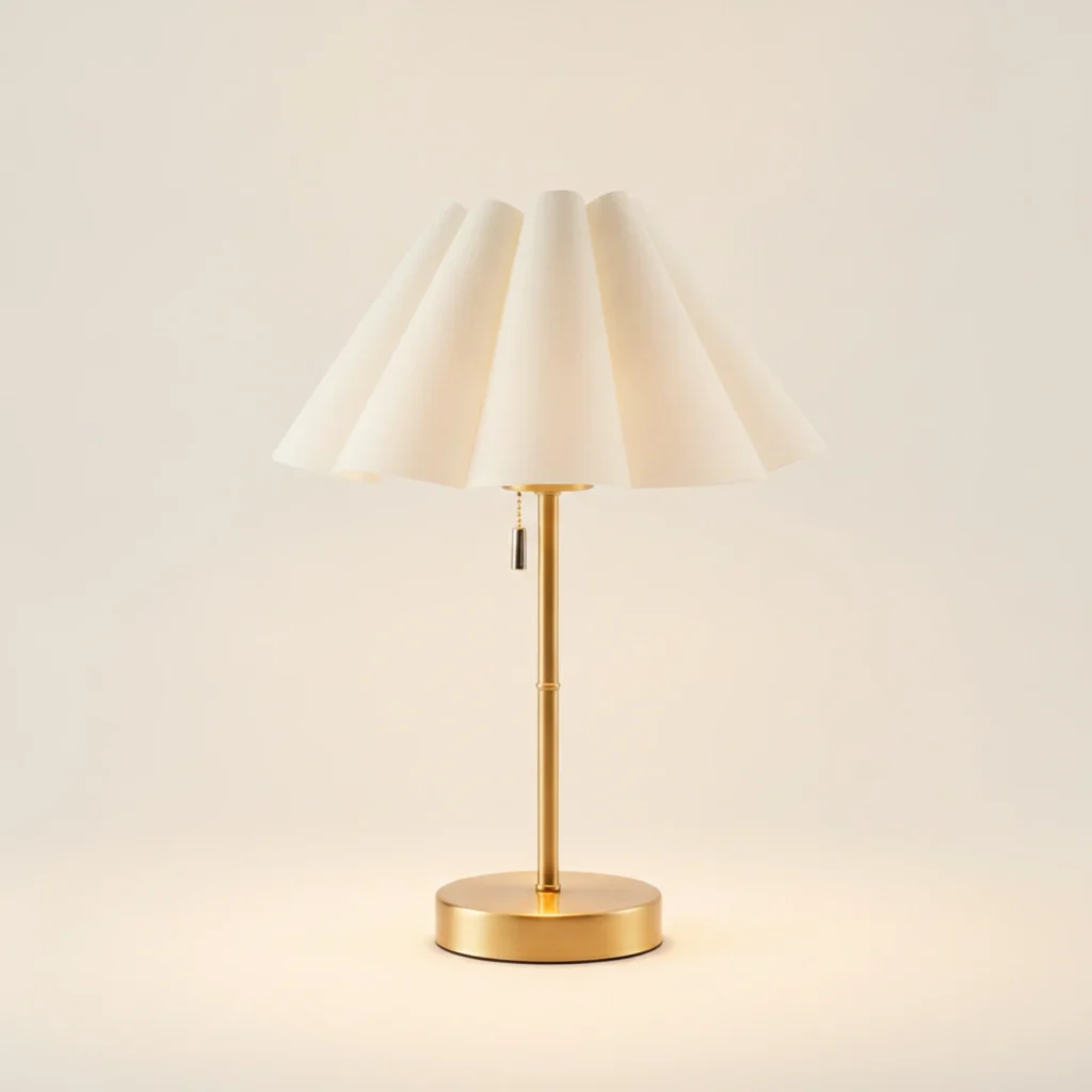 Table Lamp Pleated Shade Compact Rechargeable Table Lamp
