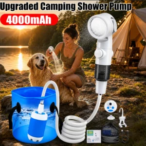Upgraded Portable Camping Shower Pump Rechargeable 4000mAh Digital