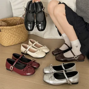 Vintage Women Ballet Flats Shoes Comfort Round Toe