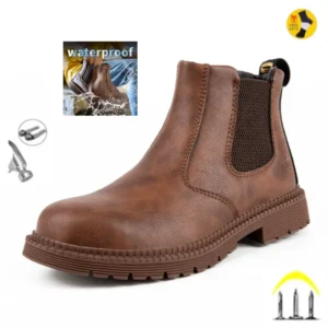 Waterproof Work Shoes Men Chelsea Steel Head Leather