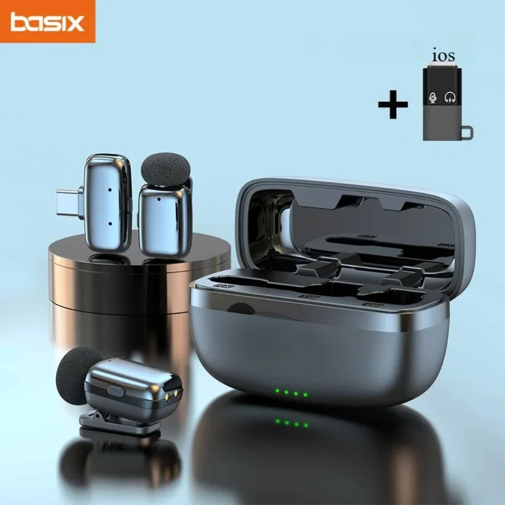 Wireless Lavalier Microphone Set Charging Case Mini Lapel