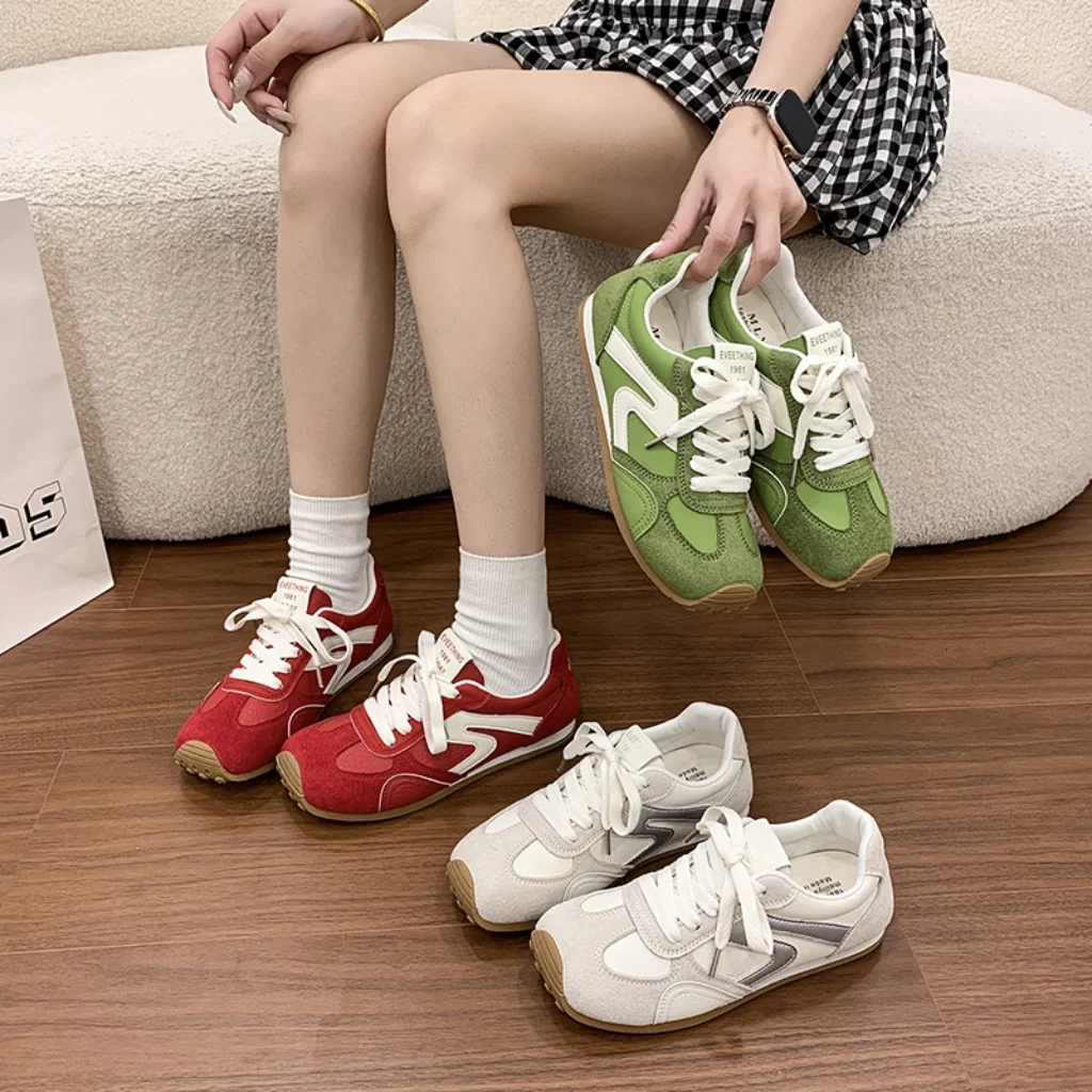 Women Glitter Retro Sneakers Color Block Lace Up