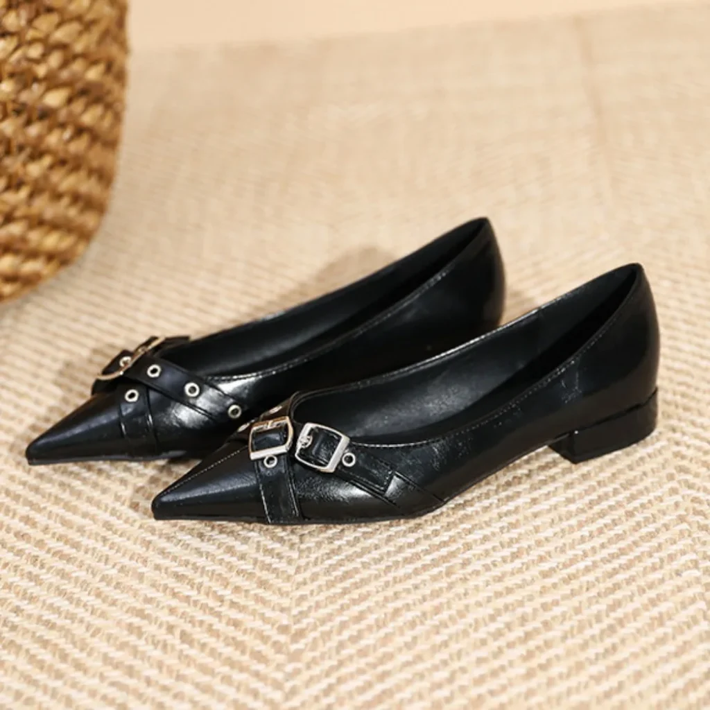 Women’s Flat Shoes Fashionable Pointed Single Shoe Belt