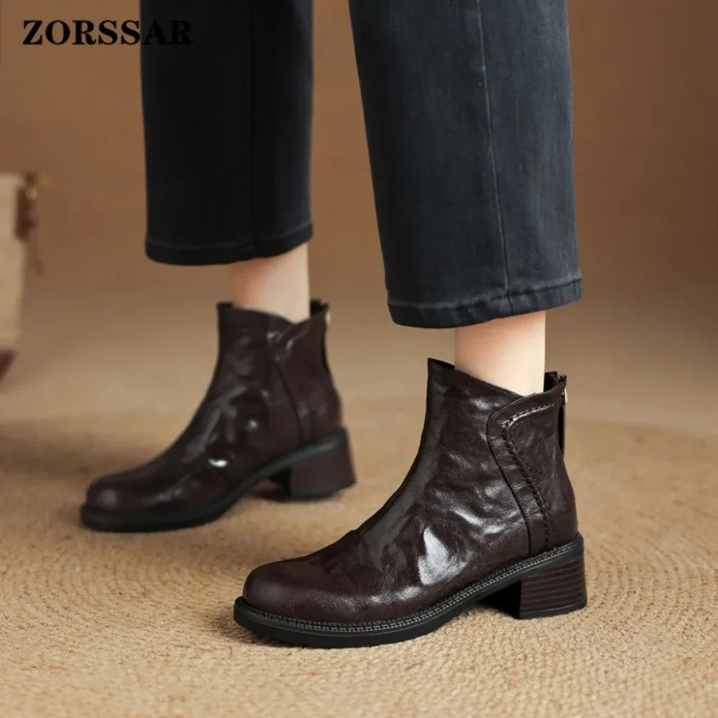 Zorssar Big Size 34-42 Cow Leather Round Toe