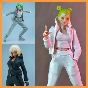 1/12 Female Anime Girl Sportwear Suit Slim Zipper