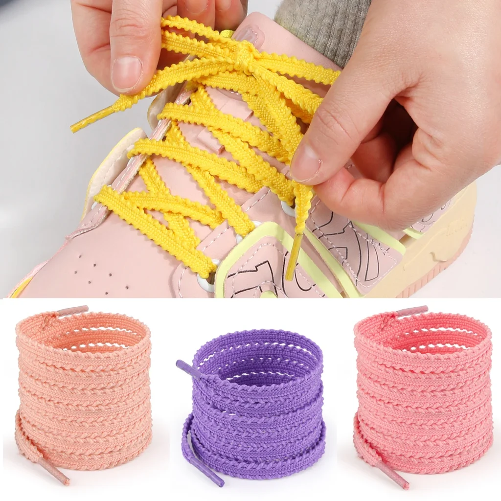 1 Pair 0.7mm Flat Braided Shoelaces, Solid Color