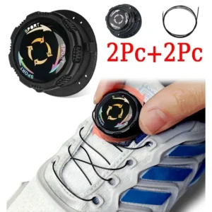 1pair Metal Wire Swivel Automatic Buckle Rope Sneaker