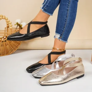2026 Square Toe Women‘s Low Heels Luxury Elastic