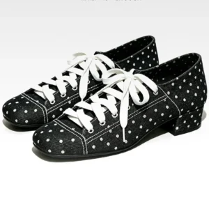 2027 Women Polka Dot Low Block Heel Shoes