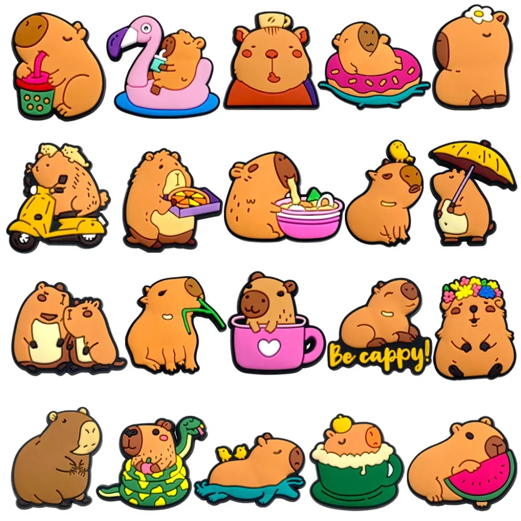 Capybara Series Shoe Charms Slides Sandals, PVC Shoe