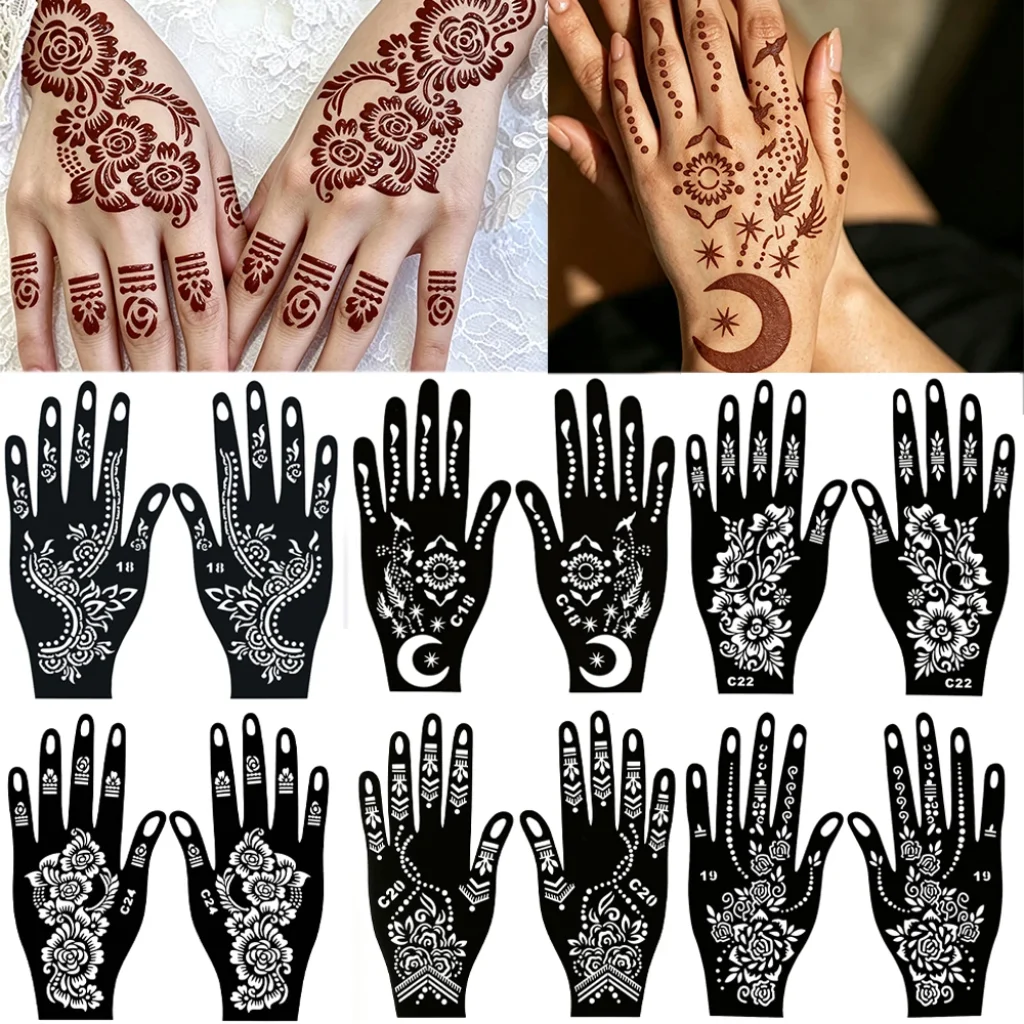 Henna Stencils Flower Tattoo Stencils Hand Tattoo Template