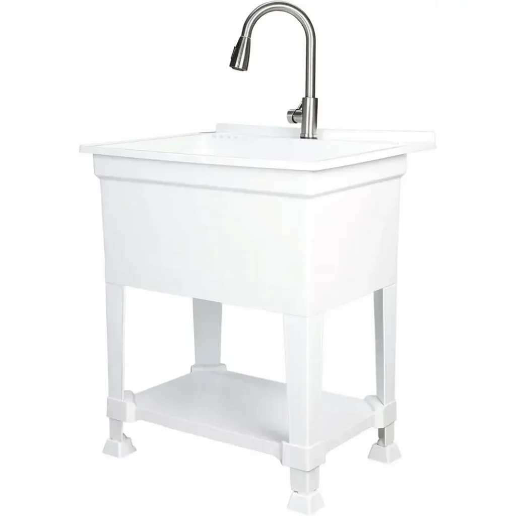 30-inch 24-inch White Freestanding Utility Sink Laundry Garage