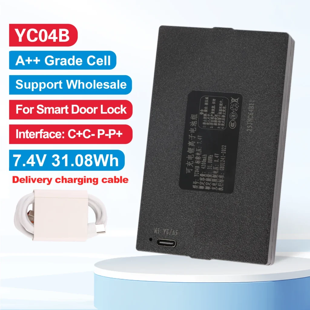 4200mAh YC04B Replacement Battery Smart Door Lock 7.4V