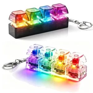 4Keys Keycap Fidget Keychains LED Light Fidget Keyboard