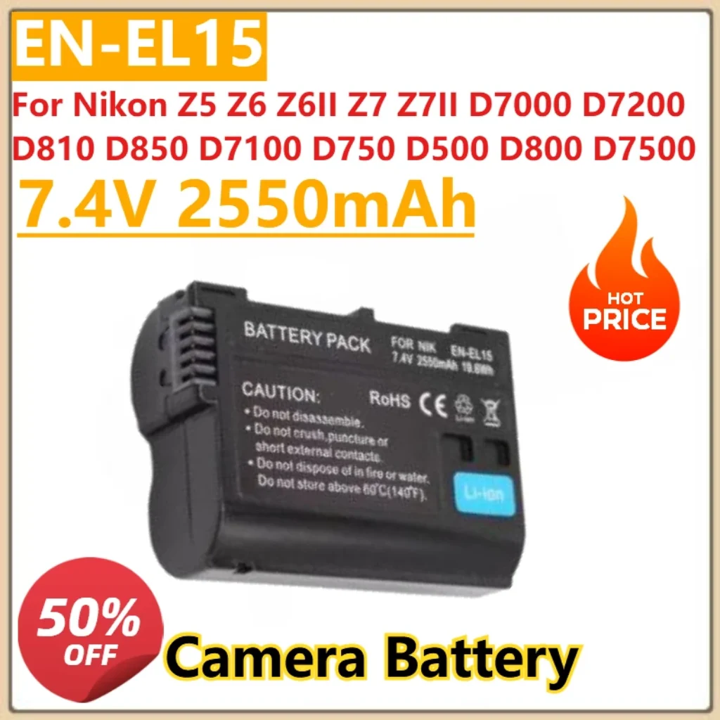 7.4V 2550mAh EN-EL15 Camera Battery Nikon Z5 Z6