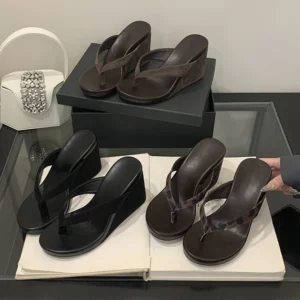 Aneikeh Summer Fashion Round Clip Toe Slippers Women