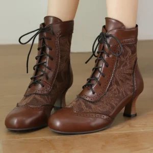 Big Size Vintage Short Boot Female Lace-up Ankle