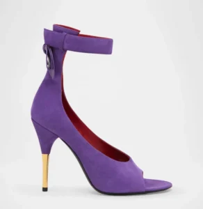 Black/purple suede peep toe ankle strap sandals women’s
