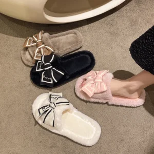 Casual Fluffy Slippers Women House Flats Fashion Winter