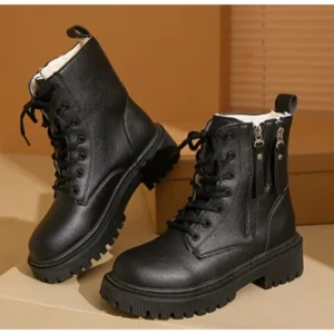 Casual Lace-up Autumn Winter Knight Boots Solid Color