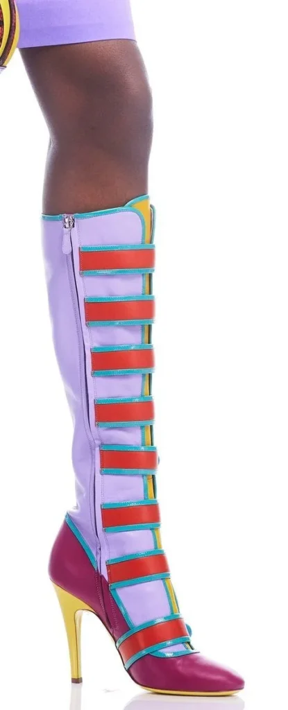 Colorful Knee High Boots Women Rainbow Multi Strap