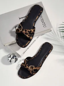 Comfortable Plus Size Brown Square Toe Criss-Cross Roman