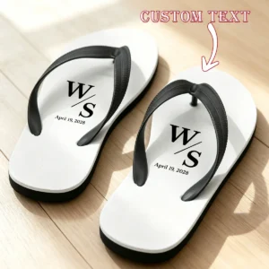 Customized fun flip flops men women, text flip