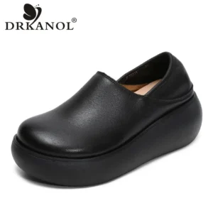 DRKANOL Fashion Women Platform Slip Loafers Spring Autumn