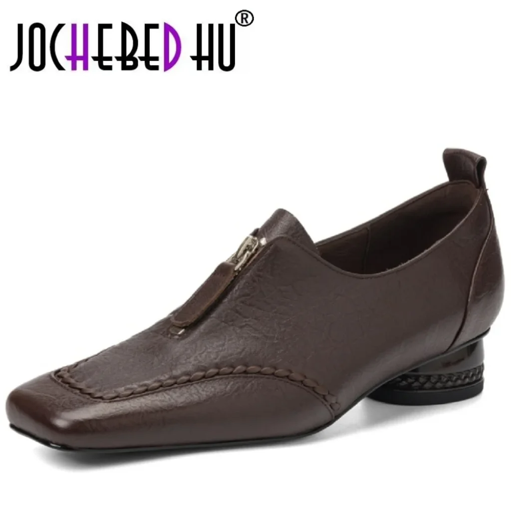 【JOCHEBED HU】women’s Handmade Genuine Leather Square toe front