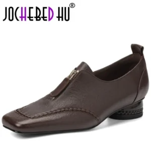 【JOCHEBED HU】women’s Handmade Genuine Leather Square toe front