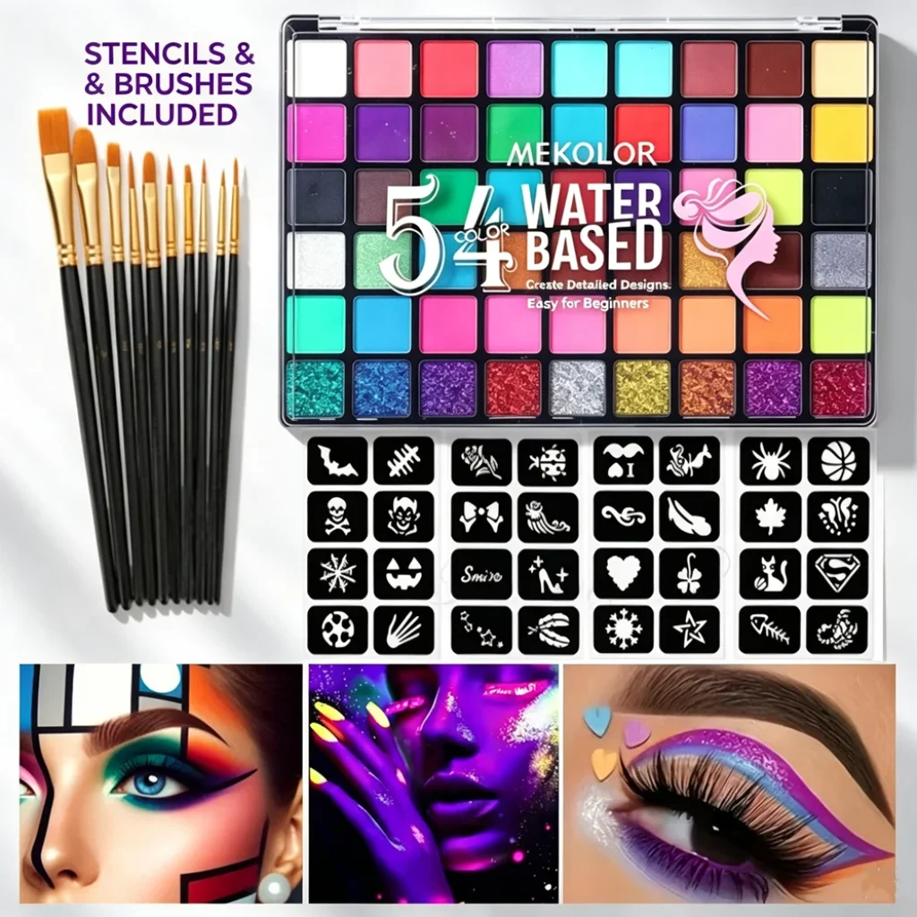 Face Body Paint Kit 54 Colors Water Based