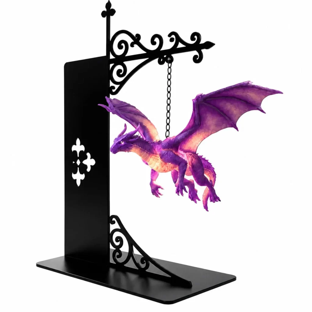 Floating Dragon Bookshelf Lamp Warm Glow Mythical Creature