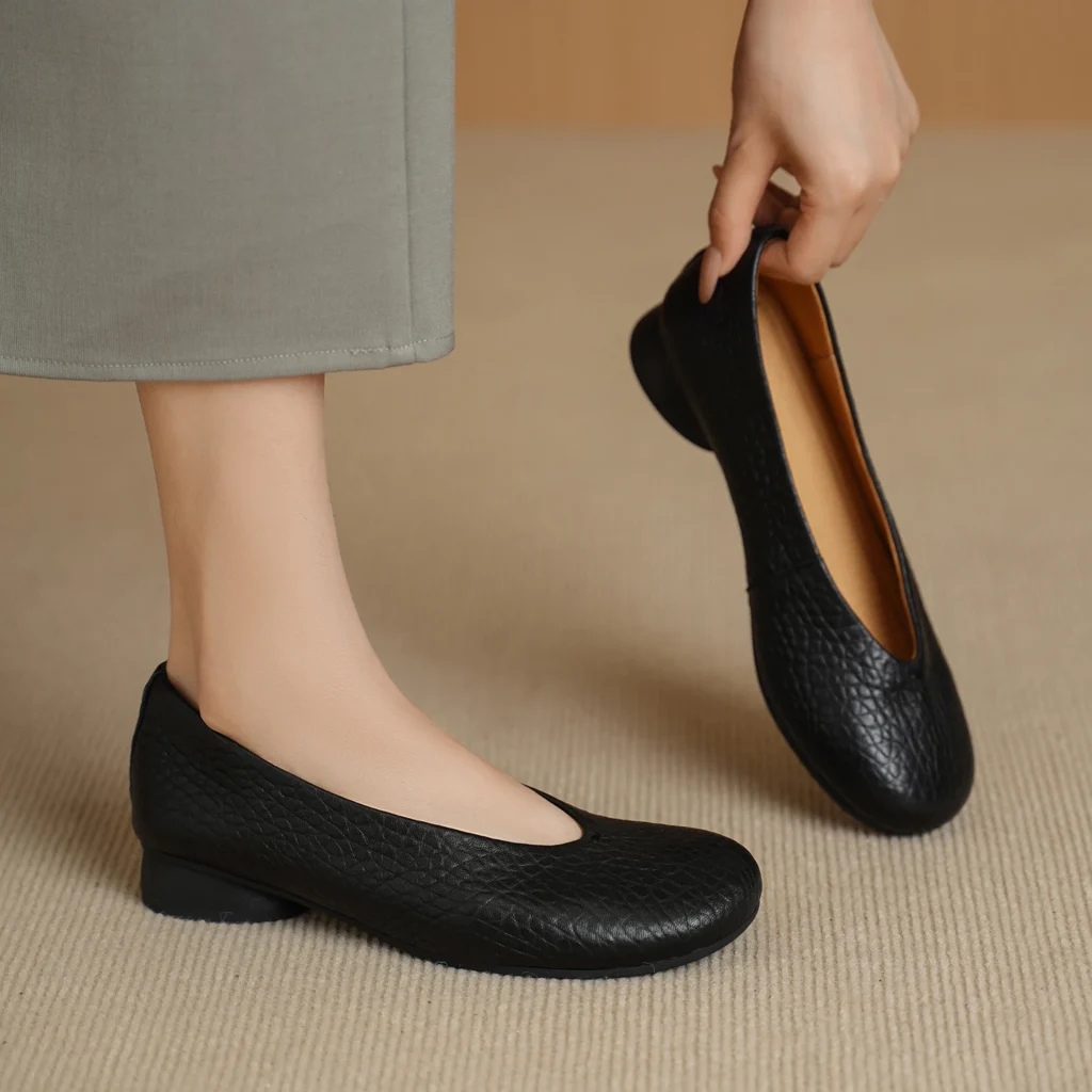 Genuine Sheepskin Women Ballet Flats Minimalist Slip Shoes