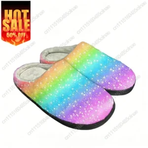 Glitter Rainbow Prid Home Cotton Custom Slippers Mens