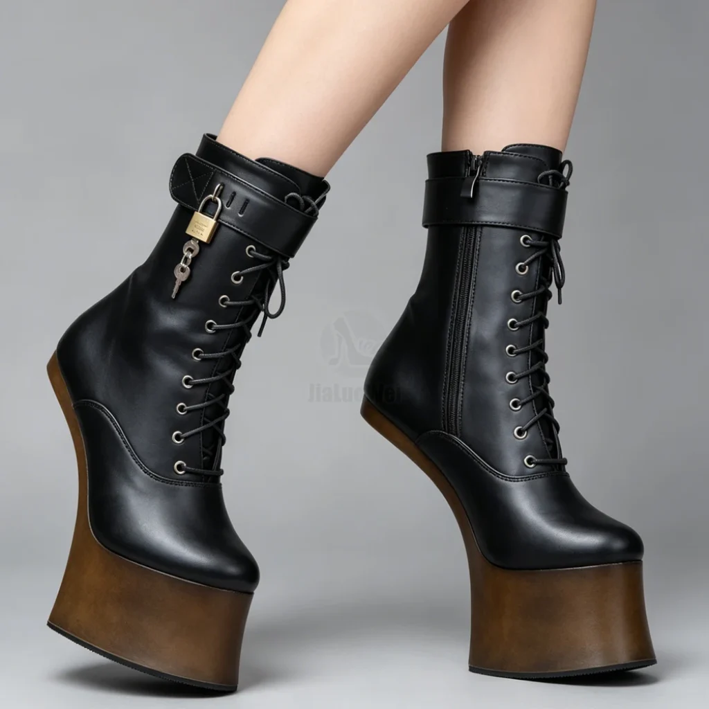 JIALUOWEI 7inch High Heel Fancy Ponyplay Bootfetish Ankle