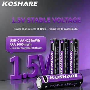 KOSHARE Rechargeable Batteries AA AAA USB-C 1.5V Lithium-ion