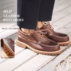 Maden Men’s Vintage Boat Shoes Lace-up Round Toe