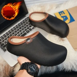 Men’s Autumn Winter Eva Fleece-Lined Cotton Slippers, Waterproof