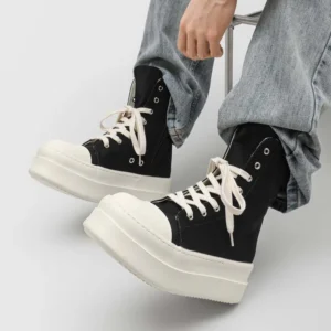 mens fashion party nightclub platform boots breathable canvas