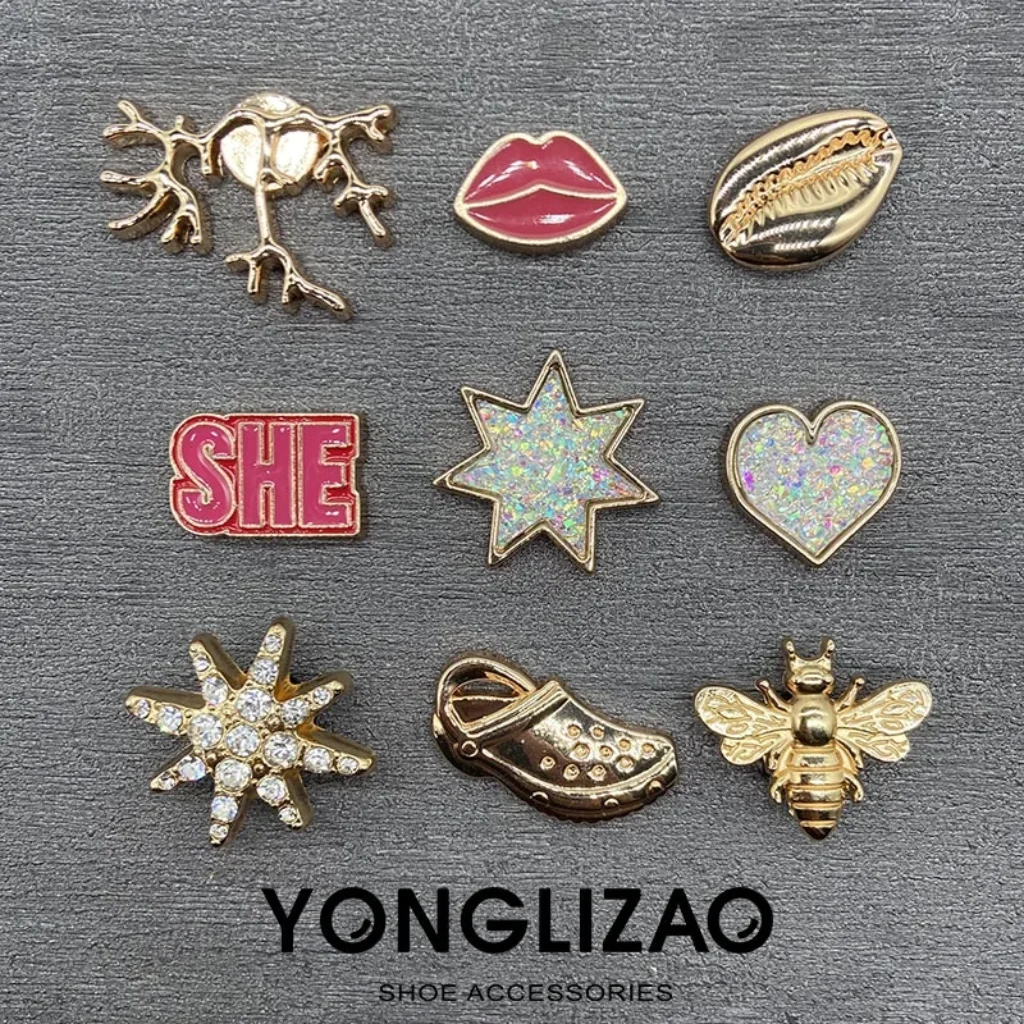 Metal Shoe Charms Diamond Flower DIY Shoes Accessories
