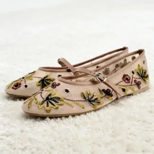 Mesh Breathable Ballet Flats Women Luxury Designer Embroidered