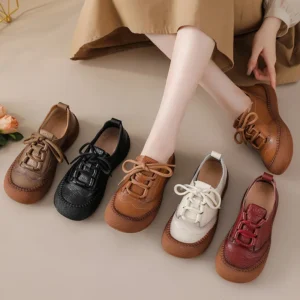 real leather handmade shoes women all season oxfords