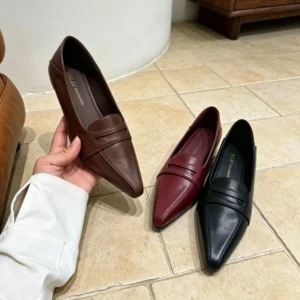 Pointed Toe Loafers Women’s Soft Leather Temperament Slip-on