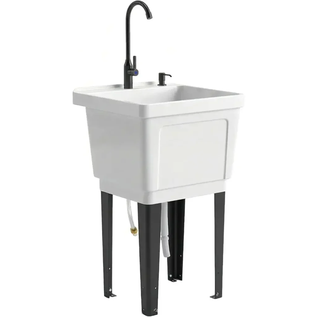 Portable 23-Gallon Laundry Tub Soap Dispenser, Faucet, Inlet