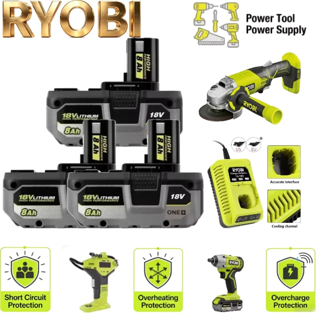 Ryobi 18V 6Ah 8Ah Battery, Low Temperature Design,