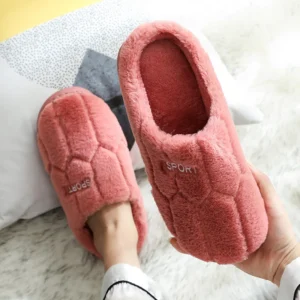 Soft Fluffy Thick Bottom Cotton Slippers Woman Cozy