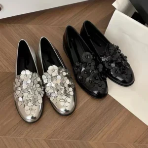 Soft Leather Versatile Retro Block Heel Round Toe